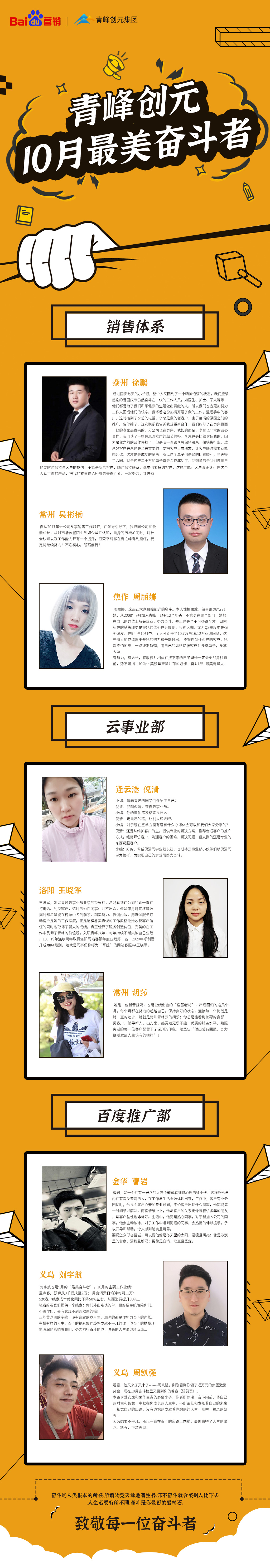 天行健，君子以自強不息——青峰創元集團十月最美奮斗者